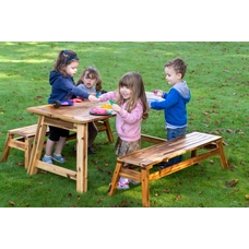 Outdoor Wooden Table & Bench Set 